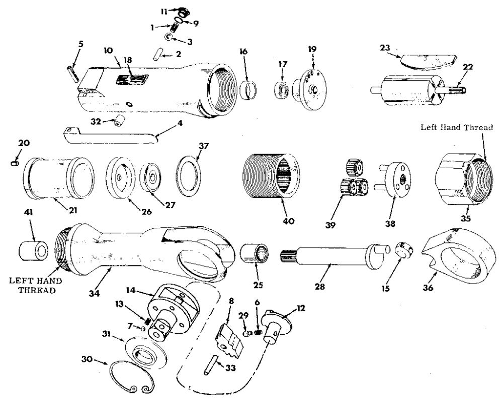 Unit Parts Diagram and Parts List for CP-828  Chicago Pneumatic Ratchet